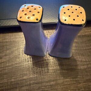Vintage Blue Purple with Gold Top Lusterware Salt & Pepper Shakers Set Japan GUC